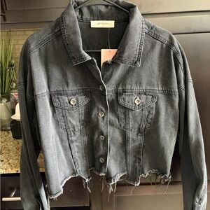 Black Cropped Denim Jacket